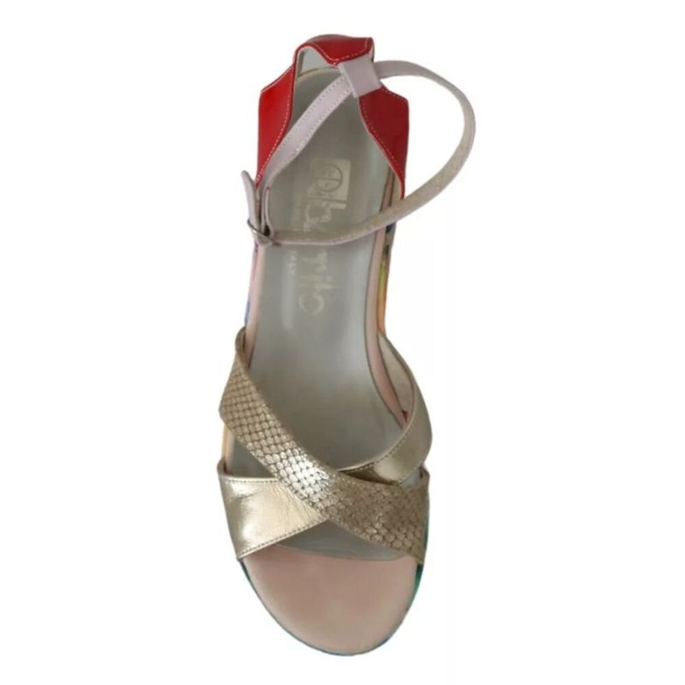 EBARRITO Multicolor Leather Ankle Strap Wedge Heel Sandals Women's Shoes